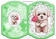 Cute Puppy With Rose On Lace Bracket Card