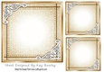 Denim Gold Card/Insert With White Ornate Corners 7x7