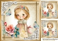 Princess With Roses in Denim Gold Card With White Ornate Corners 8X8