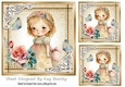 Princess With Roses in Denim Gold Card With White Ornate Corners 7x7