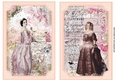 2 Pretty Toppers Of Vintage Ladies With Flowers and script A5