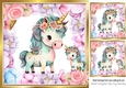 Sweet Rainbow Unicorns With Floral Fame 8x8