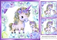 Sweet Rainbow Unicorns With Purple Floral Fame 8x8