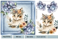 Pretty Denim  Blue, Topper With Cat And Blue Roses (two) 7x7