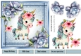  Denim  Blue, Topper & A Rainbow Unicorn With Blue Roses (three) 7x7