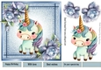 Pretty Denim  Blue, Topper With Cat And Blue Roses (four) 7x7