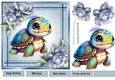 Pretty Denim  Blue, Topper With A Turtle And Blue Roses (five) 7x7