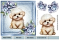 Pretty Denim  Blue, Topper A Cute White Dog &  Blue Roses (seven) 7x7