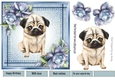 Pretty Denim  Blue, Topper A Cute Little Pug &  Blue Roses (Eight) 7x7