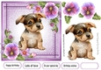 Pretty Denim Pink,Topper with Pansies And Puppy (Two) 7x7