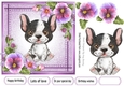 Pretty Denim Pink,Topper with Pansies And Puppy (Four) 7x7