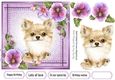 Pretty Denim Pink,Topper with Pansies And Puppy (Five) 7x7