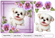 Pretty Denim Pink,Topper with Pansies And Puppy (Six) 7x7