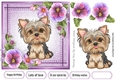 Pretty Denim Pink,Topper with Pansies And Puppy (Eight) 7x7