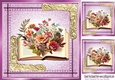Denim Pink With Floral Open Book, Ornate Gold Corners 8x8 (three)