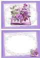 Pretty purple card and insert with book and flowers on lace A5