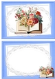 Pretty blue card and insert with book and flowers on lace A5
