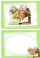 Pretty green card and insert with book and flowers on lace A5