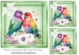 Cute Love Birds With White Flowers And Bow Green Denim 7x7