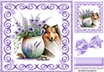 Purple Swirl 8x8 card front with Beautiful Collie and Flowers (two)