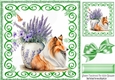 Green Swirl 8x8 card front with Beautiful Collie and Flowers (two)