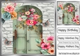 Pretty Doors With flowers and Brick Wall With Butterflies 8x8 (four)