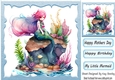Little Mermaid sitting on a rock 8x8 (two)