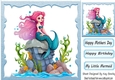 Little Mermaid sitting on a rock 8x8 (three)