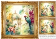 Gold Ornate Frame 8x8, with Exotic Birds Card Fronts (Three)