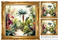 Gold Ornate Frame 8x8, with Exotic Birds Card Fronts (six)