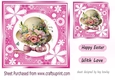 Pretty Easter Bonnet with flowers in pink floral frame 7x7 (two)