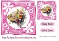 Pretty Easter Bonnet with flowers in pink floral frame 7x7 (three)