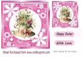 Pretty Easter Bonnet with flowers in pink floral frame 7x7 (six)