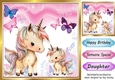 Cute Unicorn with baby with Butterflies and Flowers 8x8