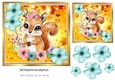 Autumn Leaves with flowers and cute squirrel 7x7 (three)