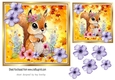 Autumn Leaves with flowers and cute squirrel 7x7 (four)