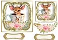 Pretty Deer in A Teacup with Flowers And Glitter Topper 7x7 (Four)