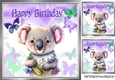 Cute Koala Bear with Purple Butterflies 8x8 (two)