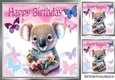Cute Koala Bear with Pink Butterflies 8x8 (three)