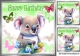 Cute Koala Bear with Green Butterflies 8x8 (four)