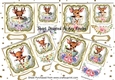 4 Pretty Deers in Teacups with Flowers And Glitter Toppers 7x7 Mini Kit
