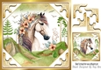 Mountains with Horse & Flowers in Country Scene 8x8