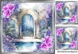Pretty Garden with pretty purple corner roses 8x8 (three)