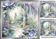 Pretty Garden with pretty blue corner roses 8x8 (four)