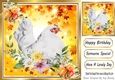 Autumn yellow leaf frame 8x8 with flowers and a chicken