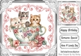 Pretty Roses & Lace Vintage Teacup With Kittens 8x8 (one)