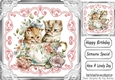 Pretty Roses & Lace Vintage Teacup With Kitten 8x8 (three)