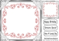 silver pink scroll and lace corners card front /inserts 8x8