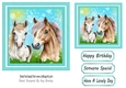 Cute Horses In turq 6x6 Frame (two)
