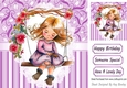 Sweet Little Girl On A Swing in Purple stripe on Lace 8x8 (one)